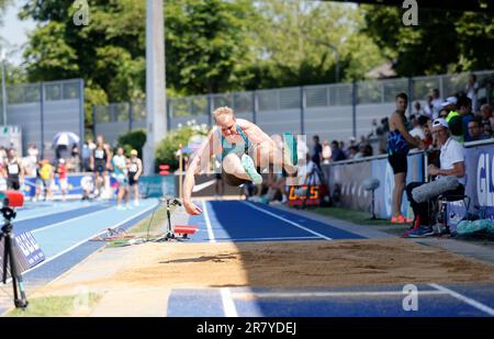 Ratingen, Germany. 17th June, 2023. Athletics: all-around meeting. Rik Taam, Netherlands, Decathlon, Long Jump. Credit: Thomas Banneyer/dpa/Alamy Live News Stock Photo