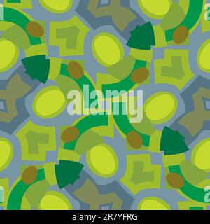 Curved lines and egg shapes in a seamless background Stock Vector