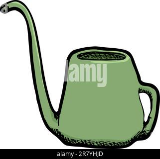 Green houseplant watering can isolated over white Stock Vector