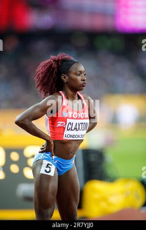 Grace Claxton participating in the 400 meters hurdles at the World Athletics Championships London 2017. Stock Photo