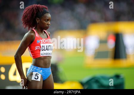 Grace Claxton participating in the 400 meters hurdles at the World Athletics Championships London 2017. Stock Photo