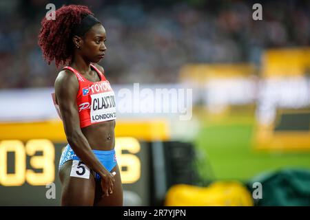 Grace Claxton participating in the 400 meters hurdles at the World Athletics Championships London 2017. Stock Photo