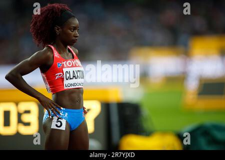 Grace Claxton participating in the 400 meters hurdles at the World Athletics Championships London 2017. Stock Photo