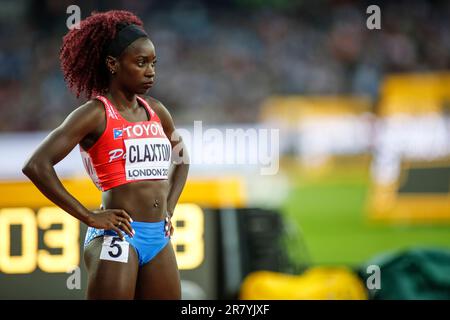 Grace Claxton participating in the 400 meters hurdles at the World Athletics Championships London 2017. Stock Photo