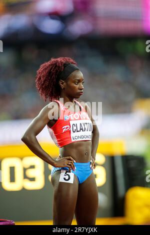 Grace Claxton participating in the 400 meters hurdles at the World Athletics Championships London 2017. Stock Photo