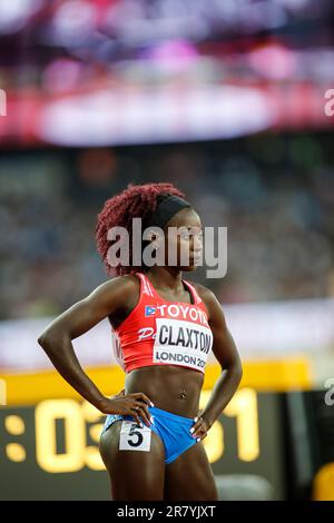 Grace Claxton participating in the 400 meters hurdles at the World Athletics Championships London 2017. Stock Photo