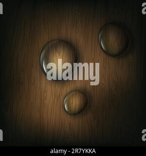Water drops on wooden background, eps10 Stock Vector