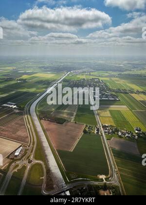 Images taken from a helicopter ride, traveling a long North Netherlands coast to Den Helder Airport. Stock Photo