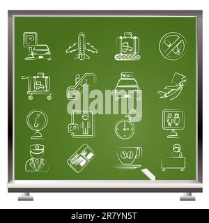 Airport and transportation icons - vector icon set Stock Vector