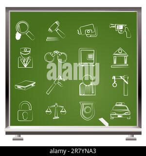 Law, Police and Crime icons - vector icon set Stock Vector