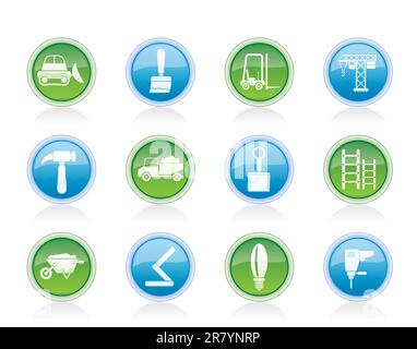 Building and Construction equipment icons - Vector Icon Set Stock Vector