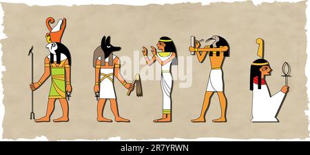 the vector set of egyptian god Stock Vector