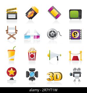 Cinema and Movie icons- vector icon set Stock Vector