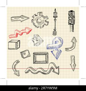 Abstract sketch set, vector illustration, eps10 Stock Vector