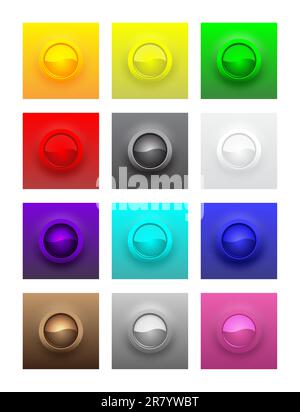 Set of glossy round colorful buttons isolated on white. Vector illustration  for design, game, web Stock Vector Image & Art - Alamy