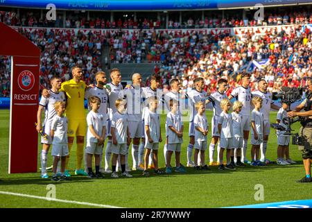 Oslo, Norway, 17th June 2023. Scotlands team in the UEFA Euro 2024 qualifier between Norway and Scotland at Ullevål Stadium in Oslo   Credit: Frode Arnesen/Alamy Live News Stock Photo