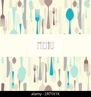 Vector dining menu with cutlery such as fork or knife or spoon Stock Vector