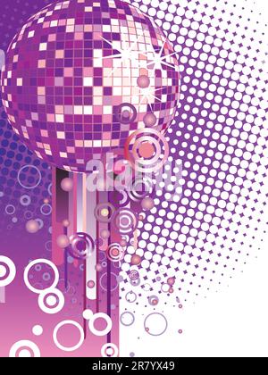 vector illustration of a colorful mirror ball on an abstract background Stock Vector