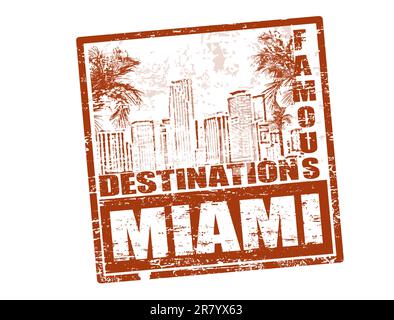 Grunge rubber stamp with the text famous destinations Miami inside, vector illustration Stock Vector
