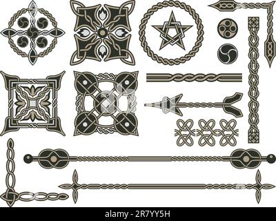 Celtic traditional elements for design in a vector Stock Vector