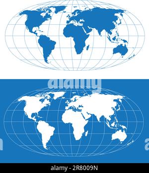 Vector world map with grid. Separate layers Stock Vector