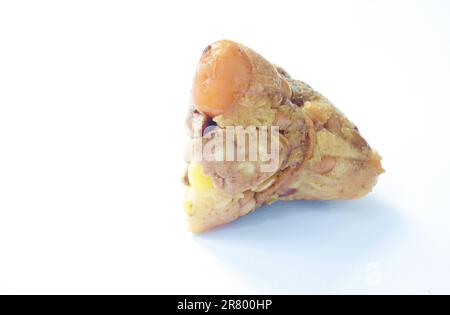 sticky rice steam with pork and salt egg of Chinese Duanwu festival on white background Stock Photo