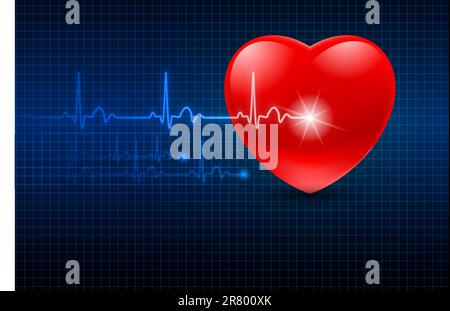Abstract Heart Monitor on a Dark Blue Background Stock Vector