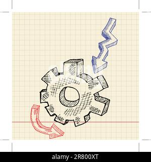 Sketch pinion and levin, vector illustration, eps10 Stock Vector