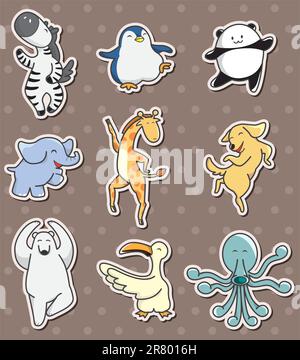 animal dance stickers Stock Vector