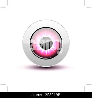 Pink eye icon with shadow on white, vector illustration, eps10 Stock Vector