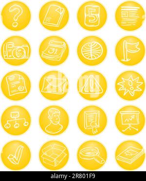 Content Management System Icon set in yellow tones Stock Vector