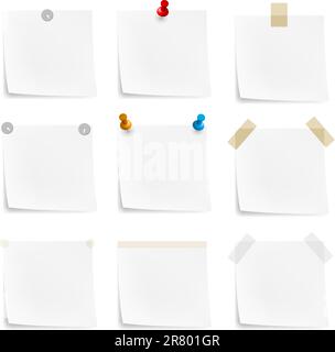 Paper notes and stickers. Illustration on white background Stock Vector