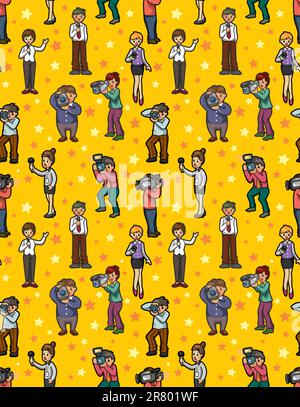 reporter people seamless pattern Stock Vector