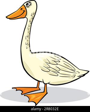 cartoon humorous illustration of funny farm goose Stock Vector