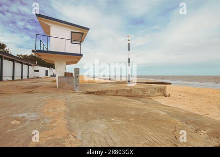 Photograph of a Lifeguard Tower in Beira Mozambique. Stock Photo