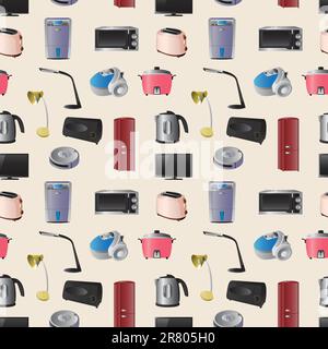 Household appliances seamless pattern Stock Vector