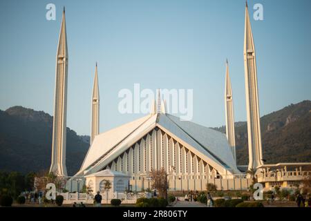 Shah Faisal Mosque is one of the largest Mosques in the World which is situated in Islamabad, Pakistan. Stock Photo