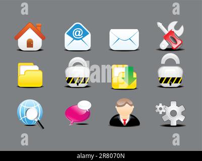 abstract detailed web icon set vector illustration Stock Vector