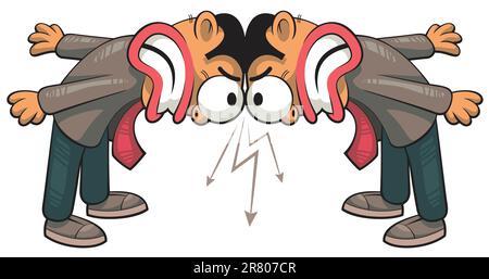 Illustration of two stubborn businessmen pushing each other with heads Stock Vector