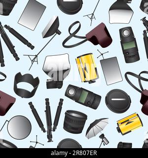 Photographic equipment seamless pattern Stock Vector
