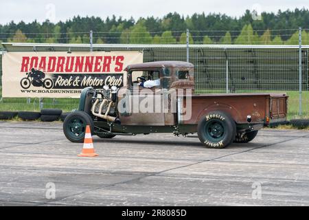 FINOWFURT, GERMANY - MAY 06, 2023: The hotrod on the race mile. Race festival 2023. Season opening. Stock Photo