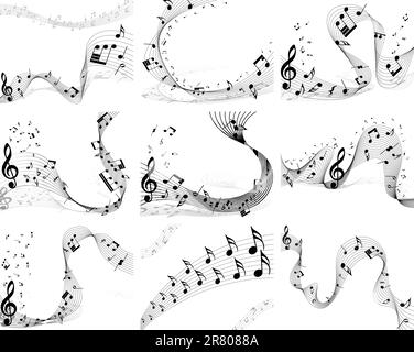 Nine vector musical notes staff backgrounds for design use Stock Vector