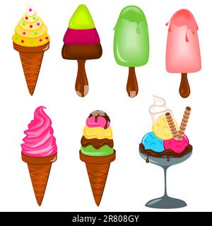 Illustration of different kind of ice creams Stock Vector