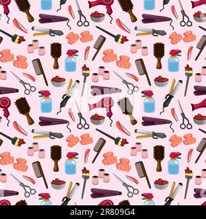 hairdressing KIT seamless pattern Stock Vector