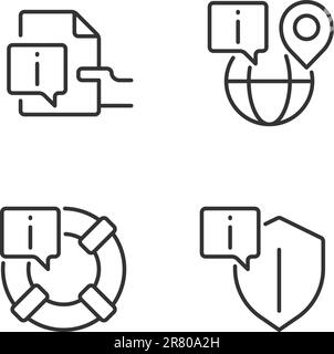 Safe information service pixel perfect linear icons set Stock Vector