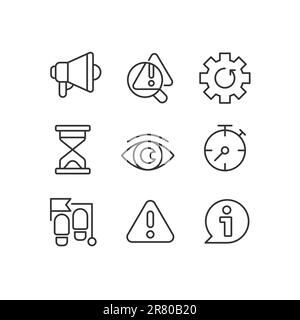 Business process timing pixel perfect linear icons set Stock Vector