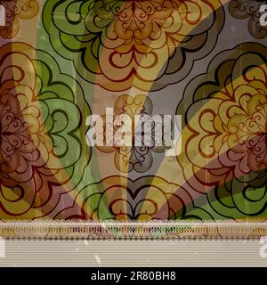 vector spring retro seamless floral pattern on abstract background with grungy blots, old paper texture, lacy frame for your text Stock Vector
