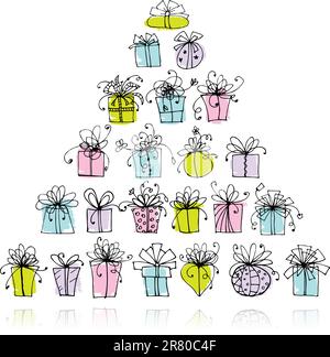Pyramid from gift boxes for your design Stock Vector
