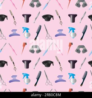hairdressing KIT seamless pattern Stock Vector