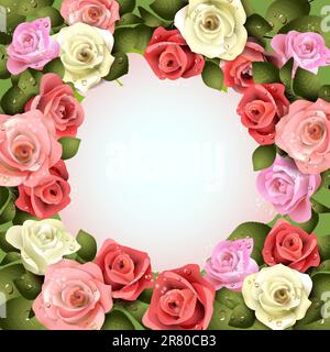 Background with white and pink roses Stock Vector